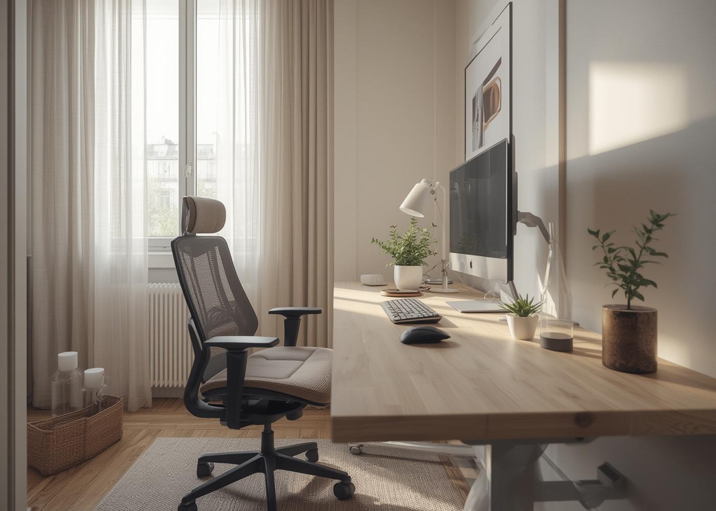 bureau télétravail ergonomique